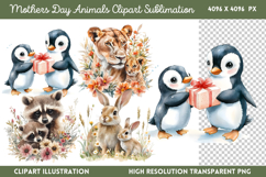 Mothers Day Animals Clipart PNG Product Image 1