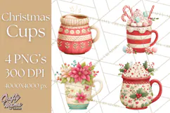 Christmas Hot Cocoa Mug Clipart PNG, Holiday Cup Art Product Image 1