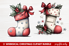 Whimsical Christmas Clipart | Cute Festive Holiday PNG Product Image 1