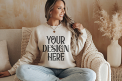 Sand Gildan 18000 Crewneck Sweatshirt Mockups,G18000 Product Image 1
