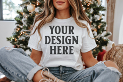 Christmas Bella Canvas 3001 White Shirt Mockup ,Trandy mock Product Image 1