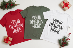 Christmas Family Matching Group T-Shirt Mockups | Holiday Fl Product Image 1