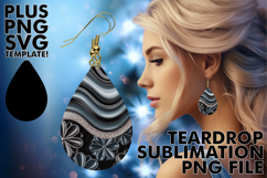 Cheerful Teardrop Earrings Art PNG, Pattern Product Image 1