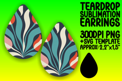 Artful Teardrop Earrings Artwork PNG , Flowers Product Image 1
