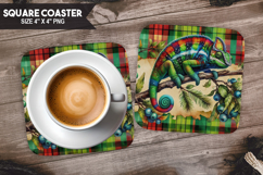 Chameleon, Animal coaster, Buffalo Plaid Square Coaster PNG Product Image 1