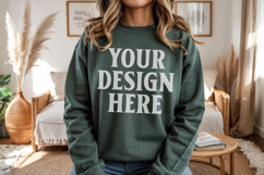 Forest Green Gildan 18000 Crewnwck Sweatshirt Mockup, gildan Product Image 1