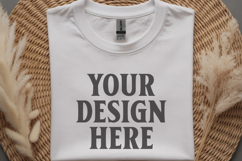 Gildan 64000 White Folded Tshirt Mockup Product Image 1