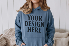 Indigo Blue Gildan 18500 Hoodie Sweatshirt Mockup, 185 mock- Product Image 1