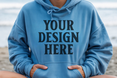 Light Blue Gildan 18500 Hoodie Mockup, G18000 Hoodie Mod Product Image 1