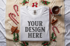 Gildan 5000 white Folded Christmas Mockup, G5000 mockup Product Image 1