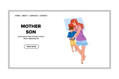 Mother And Son Sleeping In Bed Together Vector Product Image 1