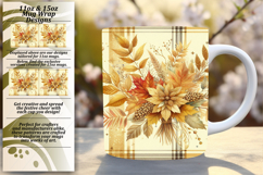 Glamorous 15oz Mug Wrap Png Design , Autumn Flower Product Image 1