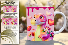 Dynamic 11oz Mug Wrap Png Artwork , Cute Dino Product Image 1