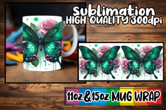 Dreamy skies 11oz 15oz mug wrap, Butterfly Product Image 1