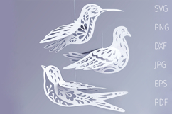 3D bird Paper Cut Template, spring ornament svg, DIY decor Product Image 1
