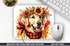 Dog Flower Mouse Pad Sublimation, Animals Mouse Pad PNG Product Image 1