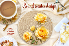 Delicate vintage floral round coaster sublimation design png Product Image 1