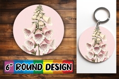 Cute Keychain Round Design Template , Beauty Flower Product Image 1
