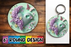 Blissful Keychain Sublimation PNG, 3D Heart Product Image 1