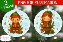 Christmas ornament PNG sublimation, Christmas elf ornament Product Image 1