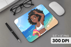 Afro Girl / Woman braided hair Mouse Pad, Black Queen PNG Product Image 1