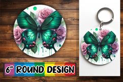 Luminous Round Ornaments Sublimation PNG, Butterfly Product Image 1