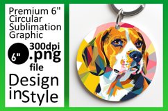 Stylish Abstract Dog Round Design Keychain Sublimation Product Image 1
