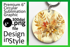 Colorful Round Design Keychain Artwork , Autumn Flower Product Image 1