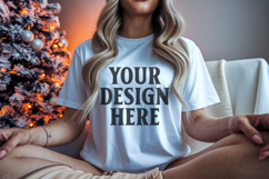 Christmas Bella Canvas 3001 White Shirt Mockup ,Trandy mock Product Image 1