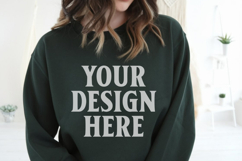Gildan 18000 Forest Green Mockup , Crewneck Sweatshirt Boho Product Image 1