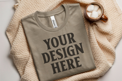 Christmas Bella Canvas 3001 Heather Dust Folded Tshirt Mocku Product Image 1