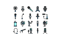 Microphone icon set for podcasting and studio essentials Product Image 1
