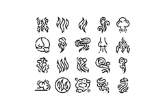 Vapor aroma scent odor smell icons set Product Image 1