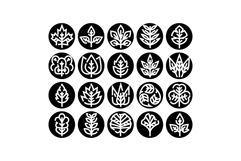 Collection of various nature leaf icons in monochrome style Product Image 1