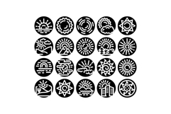 Sun icons set representing weather, nature, and forecasting Product Image 1