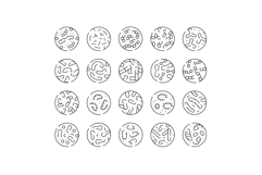 Various bacteria and microorganism line icons on a white bac Product Image 1