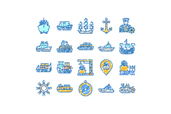 Maritime transport ships and boats doodle icons set Product Image 1