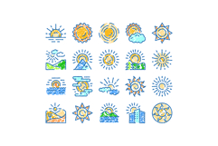 Sun sketch icons set representing weather and nature Product Image 1