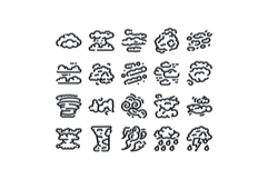 Weather forecast elements line art icon collection Product Image 1