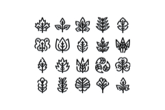 Minimalist leaf icons collection illustrating nature and eco Product Image 1