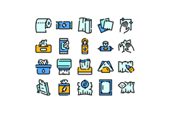Tissues and wipes hygiene product flat icons set Product Image 1