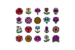 Colorful flower icon set abstract nature symbols Product Image 1