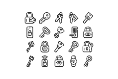 Keys, locks, and security system line icons Product Image 1