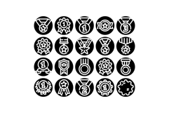 Awards and medals icon set representing achievement and vict Product Image 1
