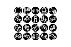 Earplugs hearing protection glyph icons set Product Image 1