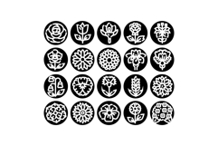 Floral nature icons set depicting various flowers Product Image 1