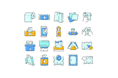Tissues and wipes hygiene sanitation collection icons Product Image 1