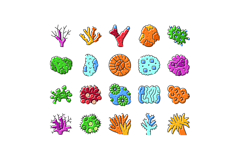 Coral reef underwater organisms line art collection Product Image 1