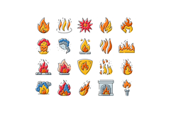Fire flame heat blaze vector icons set Product Image 1