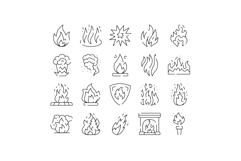 Fire and flame vector outline icons collection Product Image 1